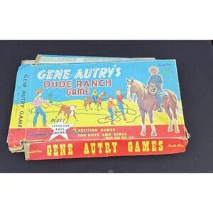 1950s Built Rite Gene Autry Dude Ranch & Stock Car Game Board Flips For 2 Games